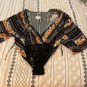 Free people intimately body suit/flowy top